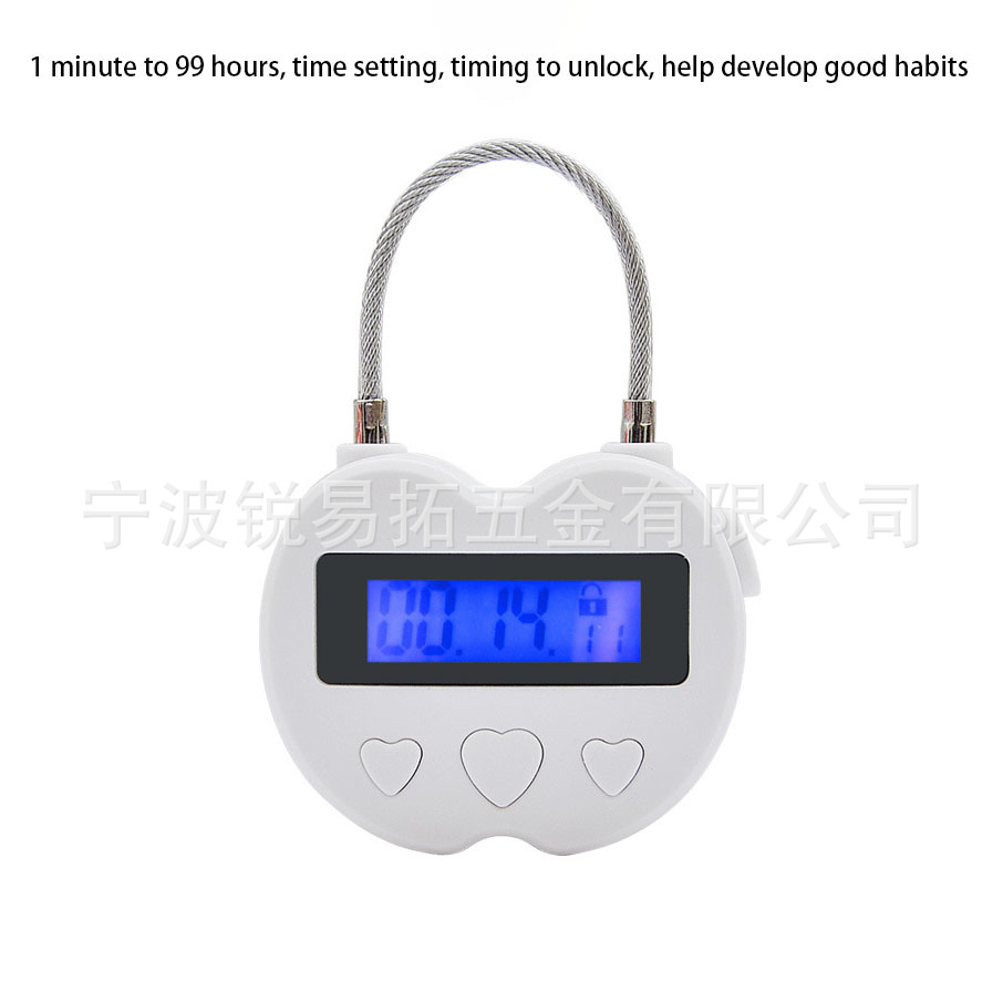 Blanco y negro de dos colores de carga USB anti-adicción doble corazón candado de Cuenta regresiva juego de sincronización inteligente cerradura electrónica