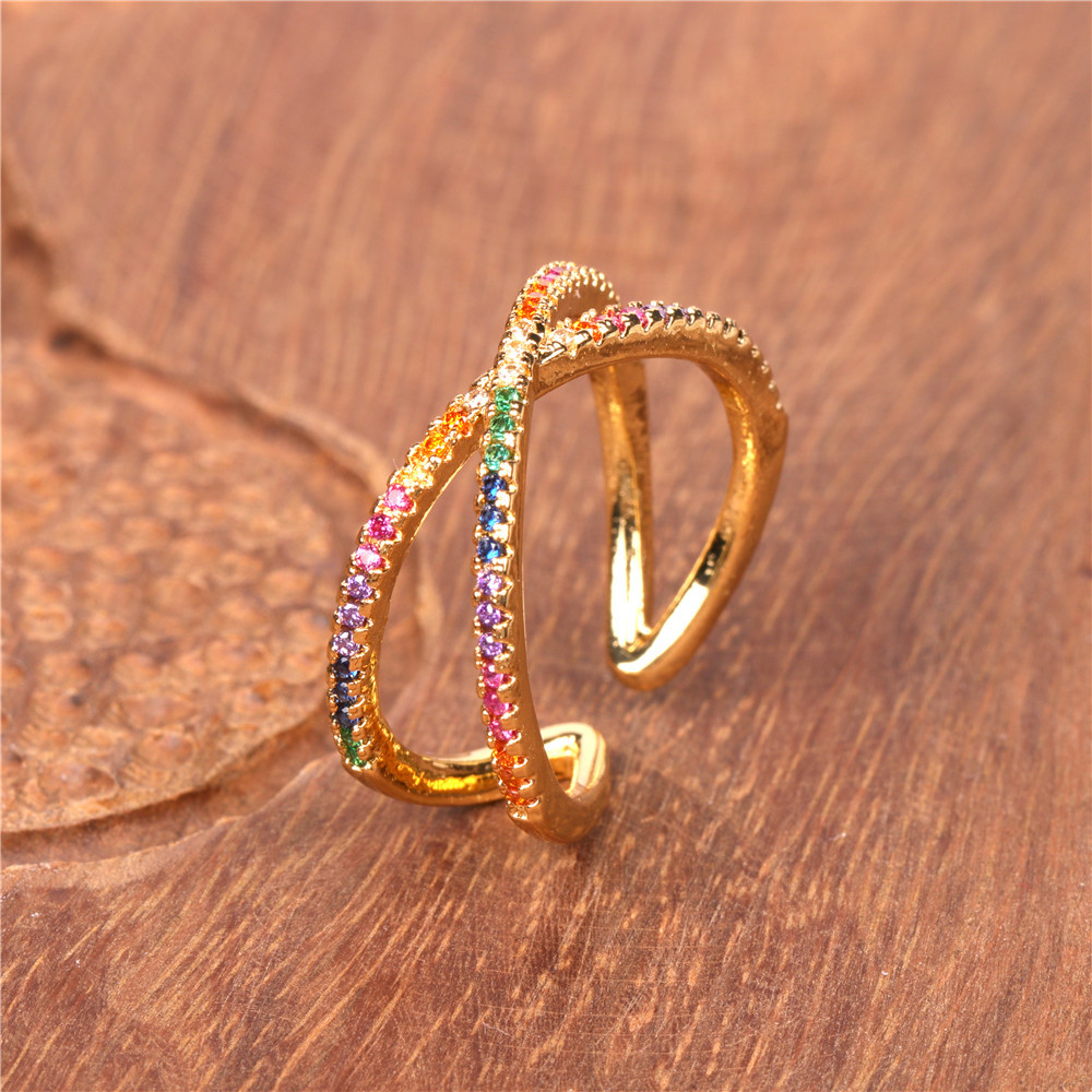 Hot-selling Accessories Open Geometric Cross  Fashion Diamond Index Finger Ring Wholesale Nihaojewelry display picture 5