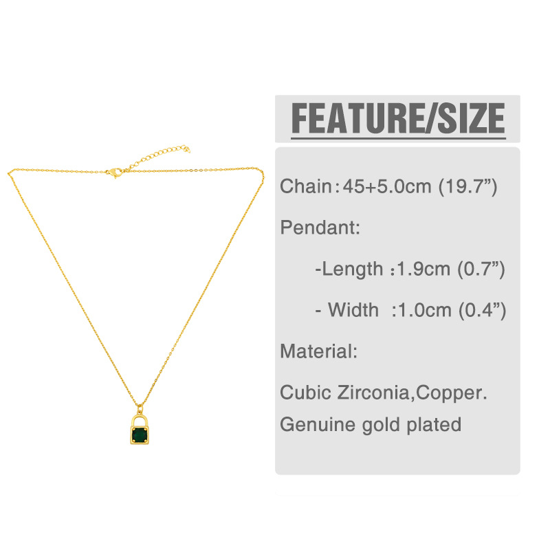 Simple Niche Small Lock Pendant Hip-hop Korean Metal Copper Clavicle Chain Necklace display picture 2