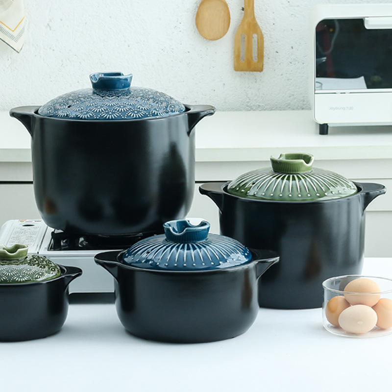 Japanese-style Ceramic Casserole Large-capacity Household Open Flame High-temperature Soup Pot Electric Ceramic Stove Stew Pot Clay Rice Small Casserole