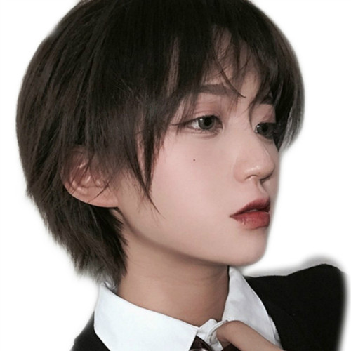 Manufacturer wholesale false hair for men and women, short hair with bangs, stylish, student short straight hair, fake men's style, internet star, synthetic fiber, full head cover