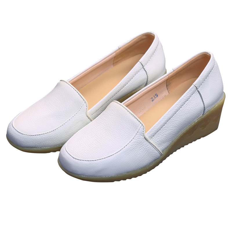 厂家货源 白色护士鞋女 大码白色坡跟护士鞋 舒适医院工作鞋