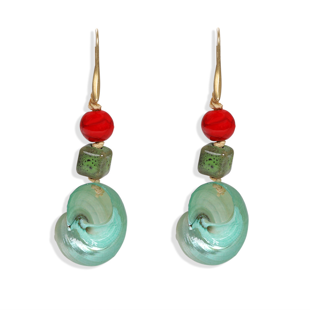 Za Même Produit Sur Site Officiel Conque Pierre Perle Boucles D'oreilles Européen Et Américain Personnalité De La Mode Populaire Vacances Style Boucles D'oreilles display picture 11