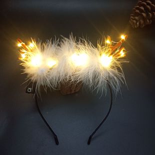New Lengthened 14 Light Luminous Feather Rabbit Ears Headband Night Market Scenic Concert Luminous Headwear Wholesale