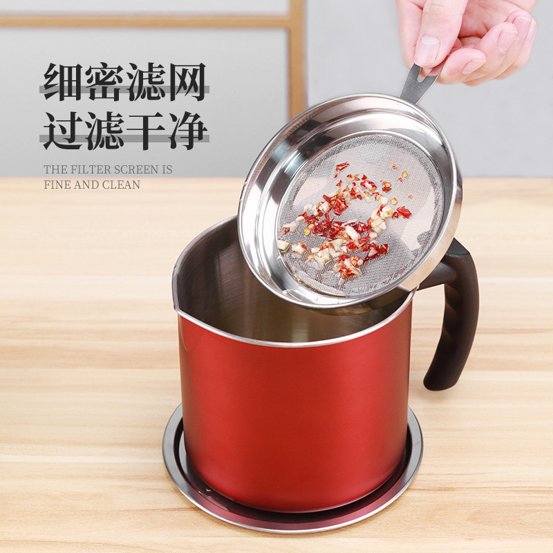 304 Stainless Steel Strainer Mesh Oil Pot, Large-Capacity Kitchen & Home Use Oil Bottle—Filters Oil Residue, Ideal for Storing and Dispensing Oil