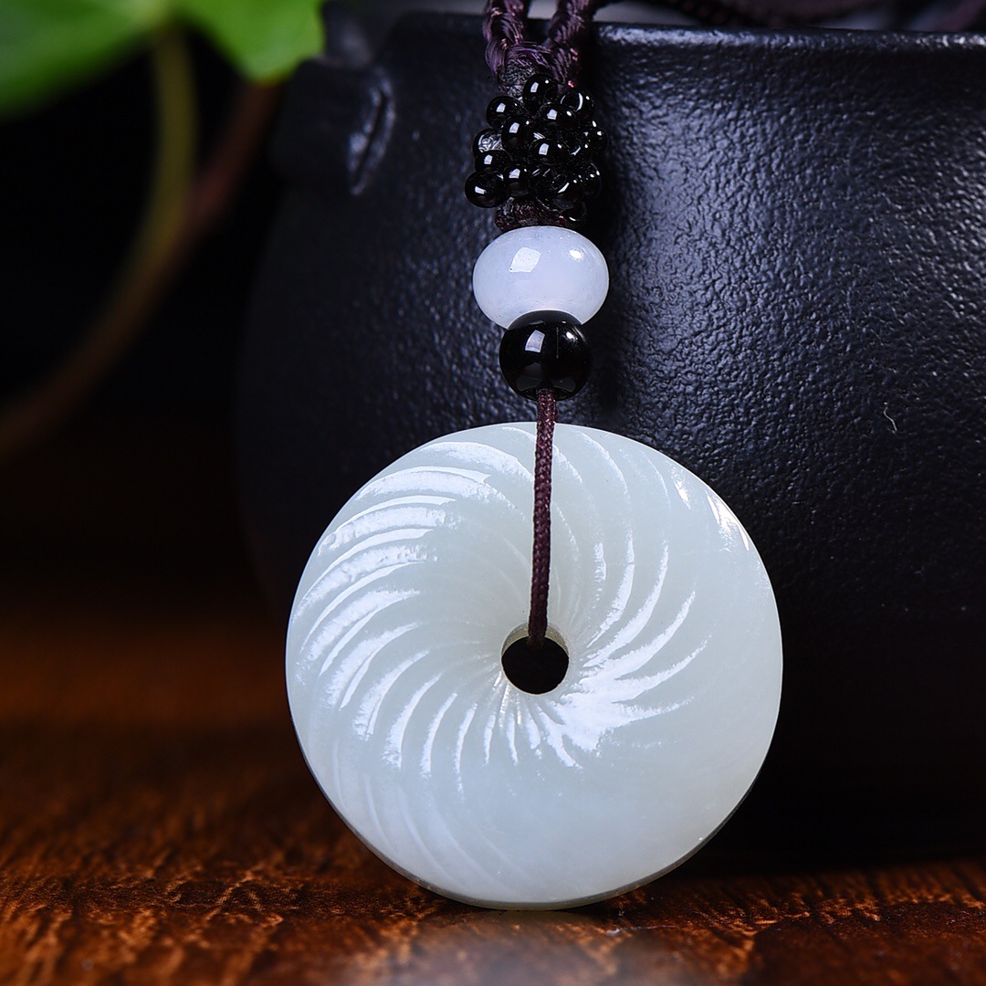 支持复检/代发 保真和田白玉转运平安扣挂件和田玉面包圈吊坠玉环|ms