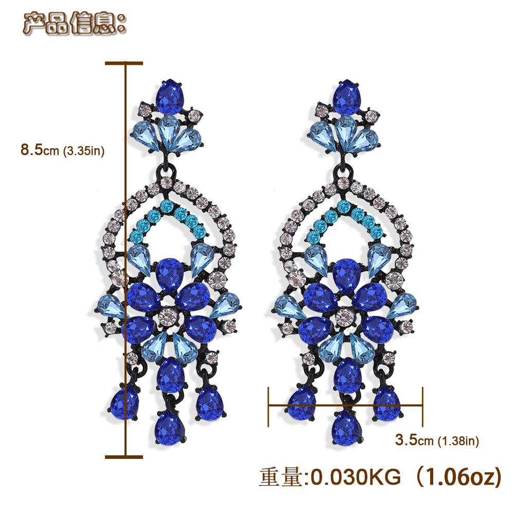 Fashion Water Drop Flowers Exaggerated Earrings Nihaojewelry Wholesale Diamond Earrings display picture 14