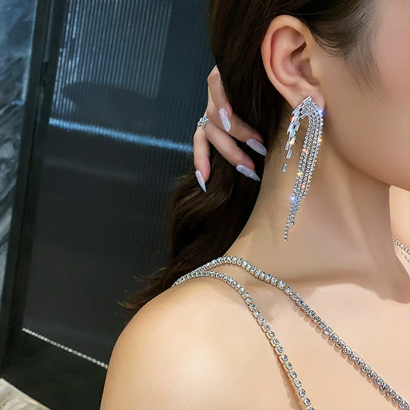 Серебряная игла, цирконий, универсальные серьги, серебро 925 пробы, инкрустация бриллиантами, интернет-знаменитость, простой и элегантный дизайн