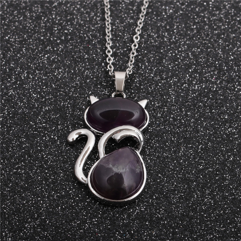 New Hot-selling Fashion Ethnic Style Ladies Stainless Steel Chain Cat Pendant Necklace display picture 4
