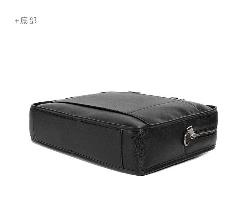 Túi xách tay nam da bò thật ngang 38×9×29 cm đựng laptop 14 inch — Màu đen chi tiết 18