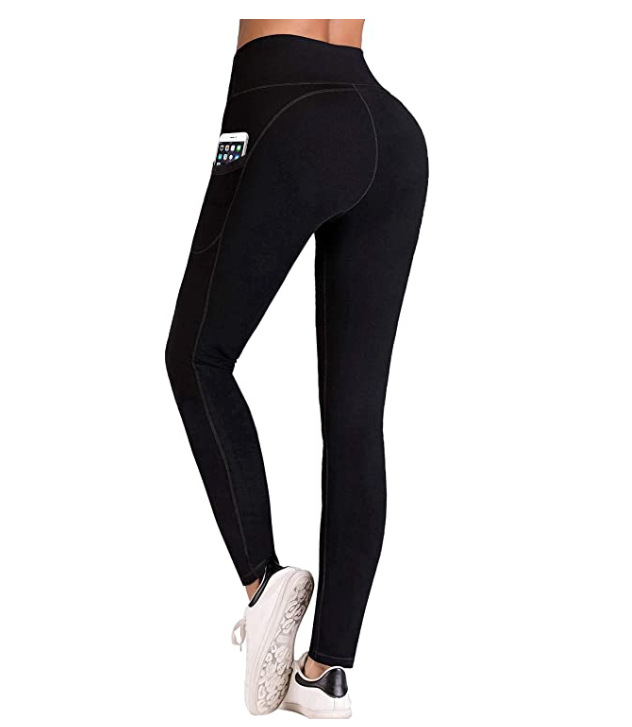 亞馬遜爆款女口袋瑜伽褲跑步運動長褲健身瑜伽女九分褲蜜桃提臀褲