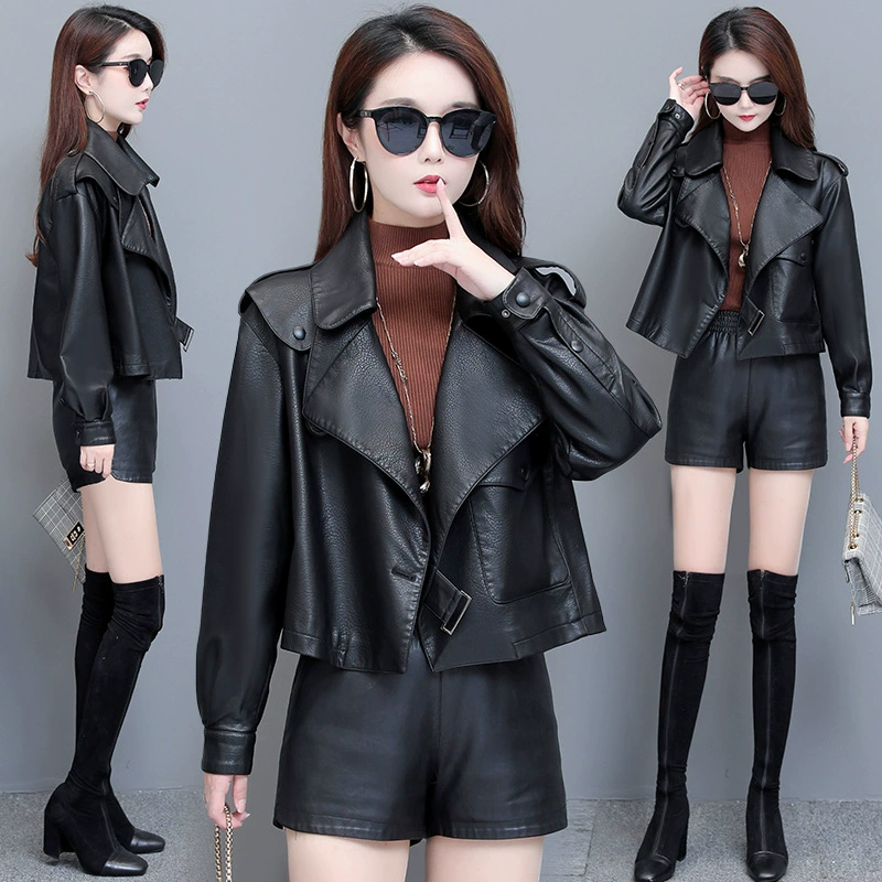 Autumn polyurethane short jacket, for teenagers, oversize
