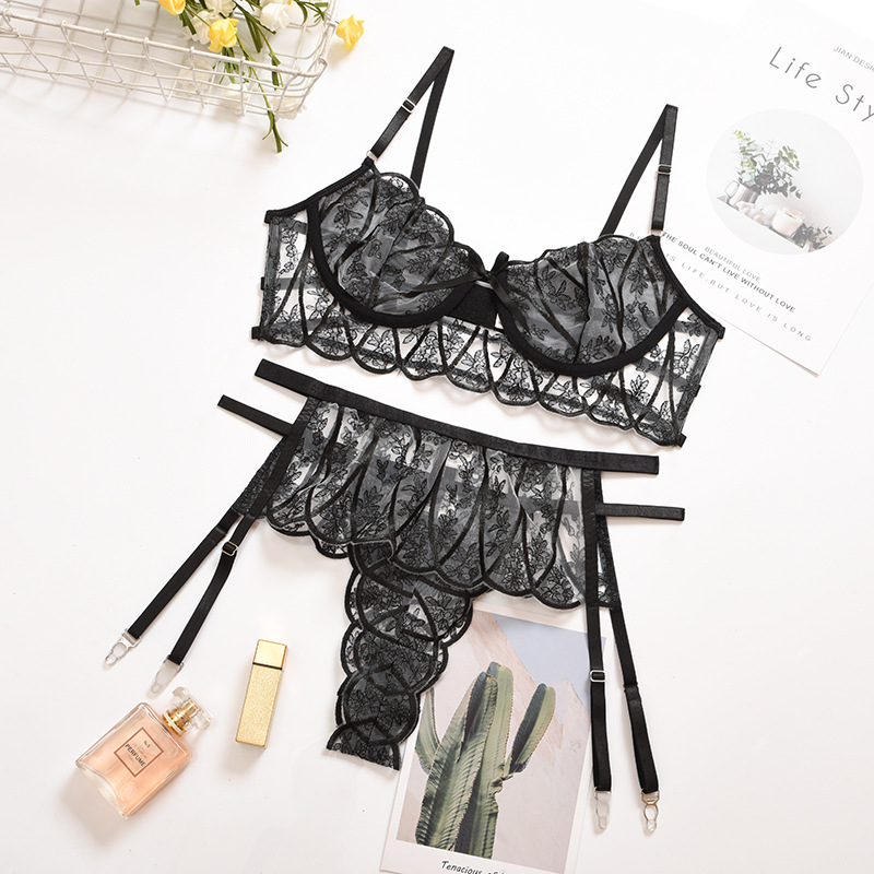 Bow tie-up garter lingerie set NSWY45255