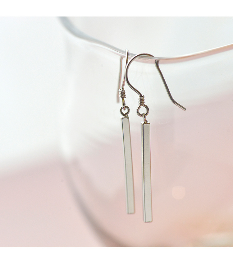 925 Sterling Silver Korea Simple Geometric Long Earrings display picture 7