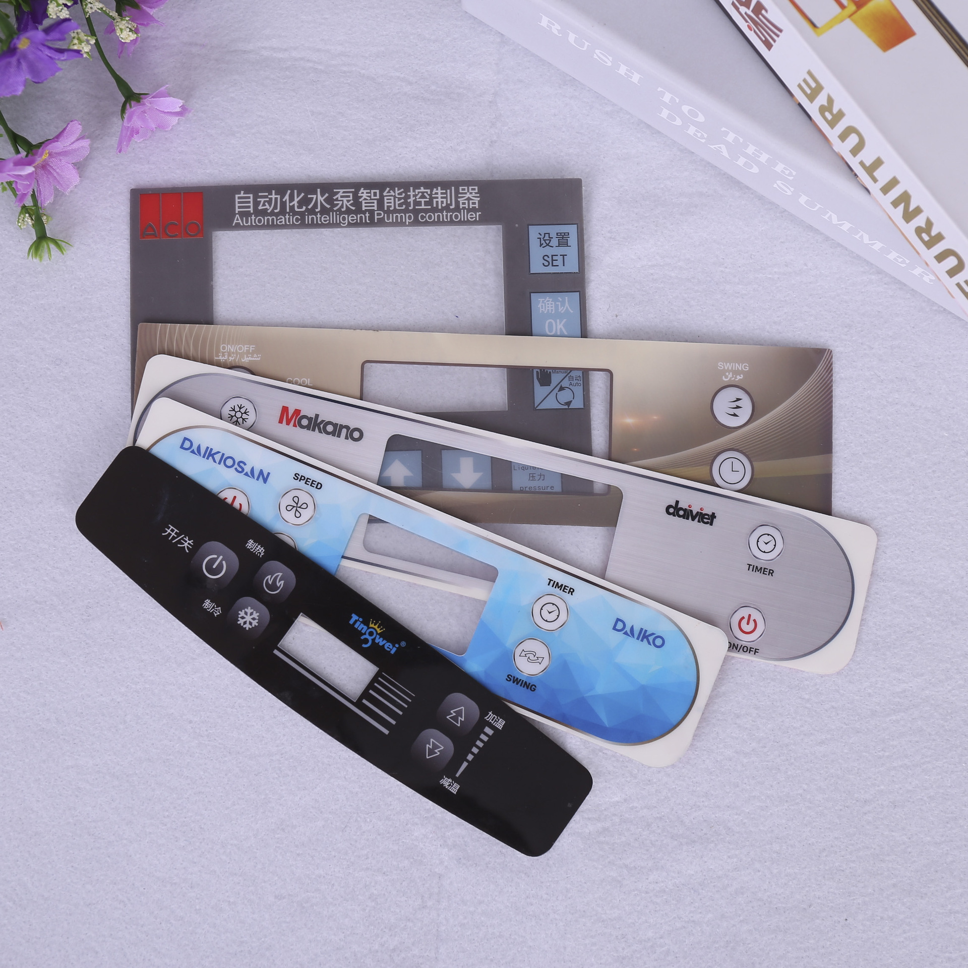 PVC按键面板标牌 定 做塑料电器控制面板鼓包按键异形透明磨砂贴