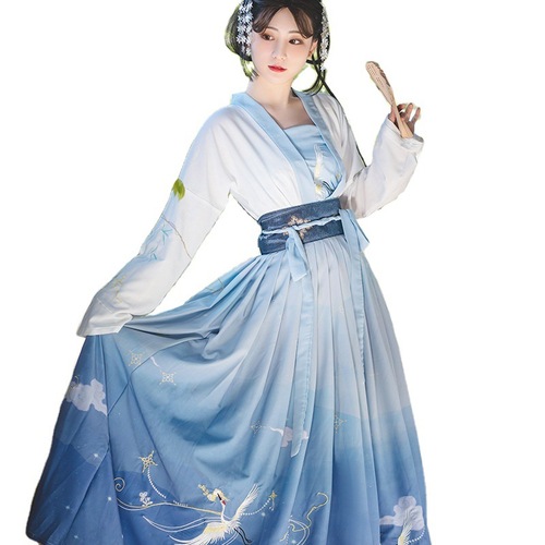 Women Chinese ming qing hanfu Chinese cabbage dress