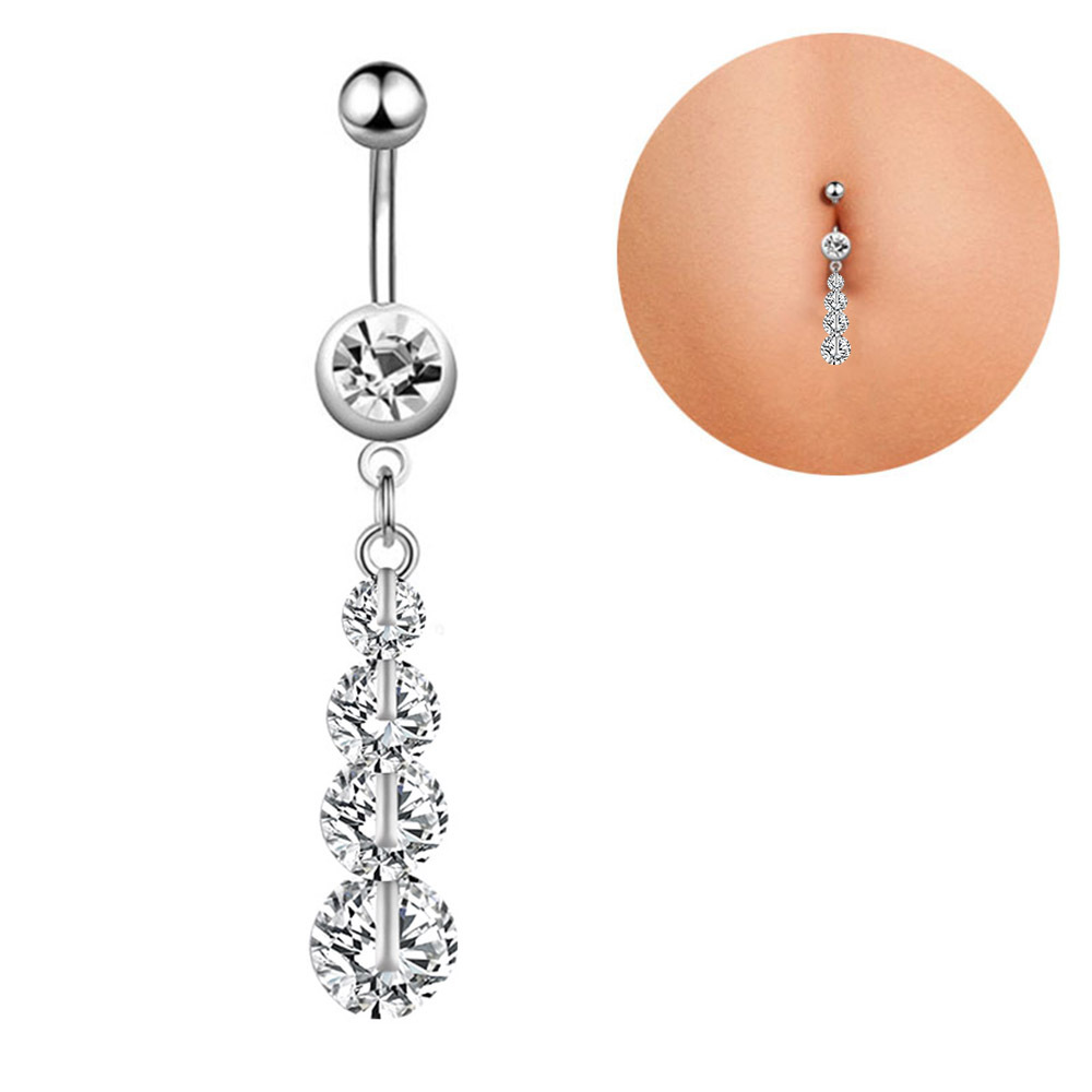 Retro Sexy Tree Crown Butterfly Stainless Steel Inlay Zircon Belly Ring 1 Piece display picture 2