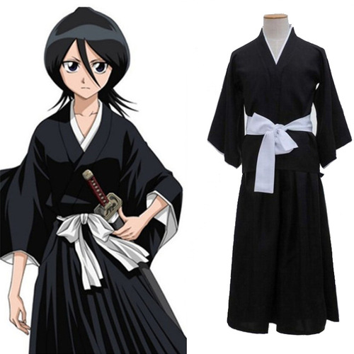 Death God/Bleach Kuchiki Rukia Costume Japanese Anime Kimono cosplay outfit female wholesale