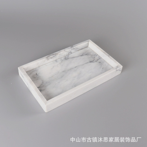 Hotel model room bathroom wash tray cake tray home cosmetics white natural marble square tray