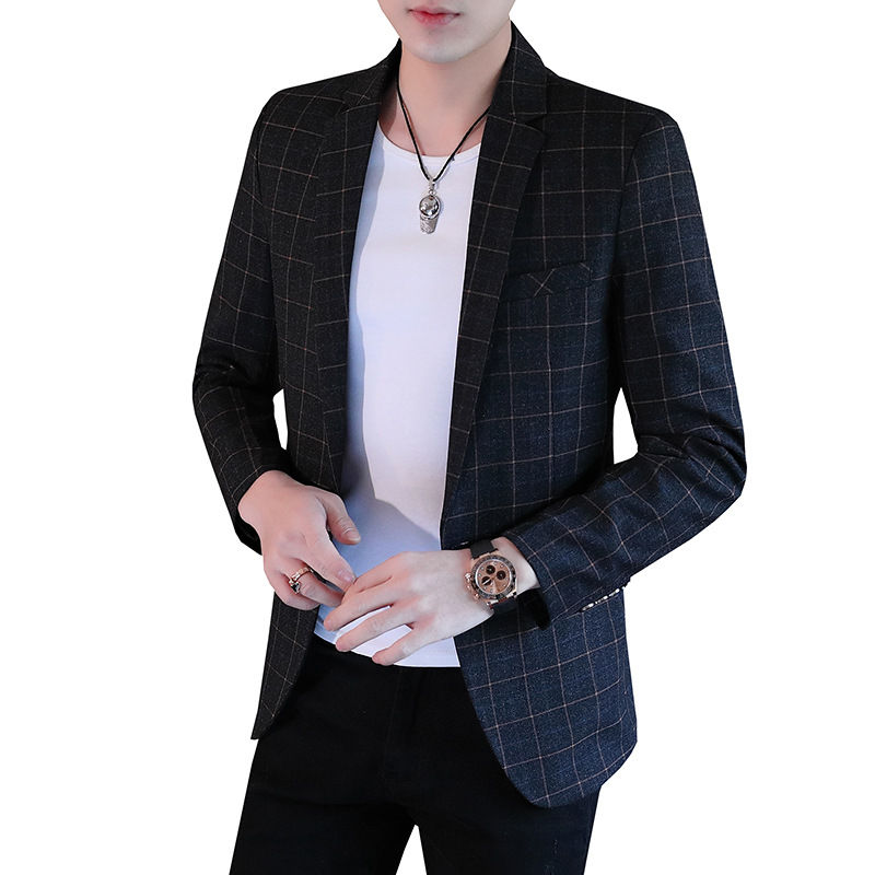 2022 Men's Spring And Autumn New Plaid Suit Jacket A Very Slim Small Suit, Western Single, Western Casual Suit