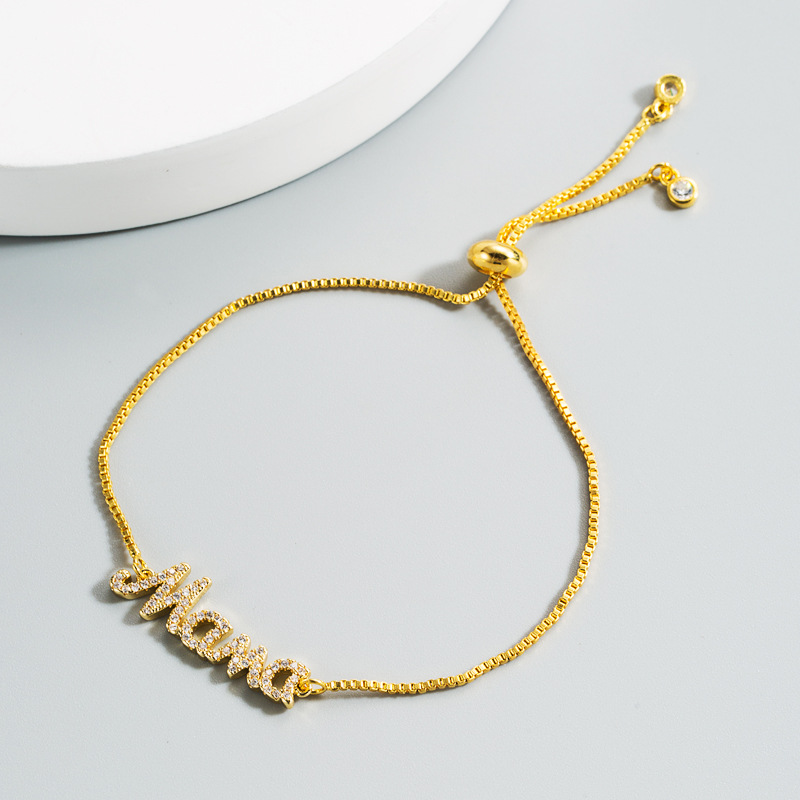New Fashion Creative Alphabet Bracelet True Gold Plated Color Bracelet With Zircon Bracelets display picture 3