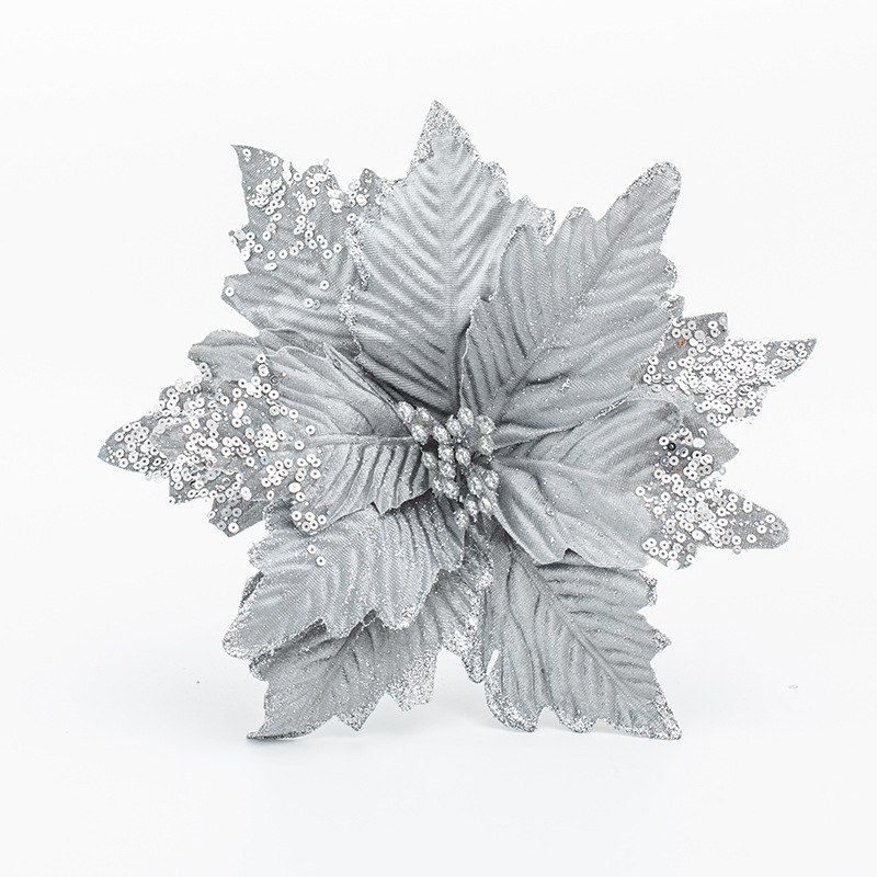 25cm flor de Navidad dorado rojo multicolor flor artificial hotel centro comercial de bodas Navidad ratán decoración flor falsa