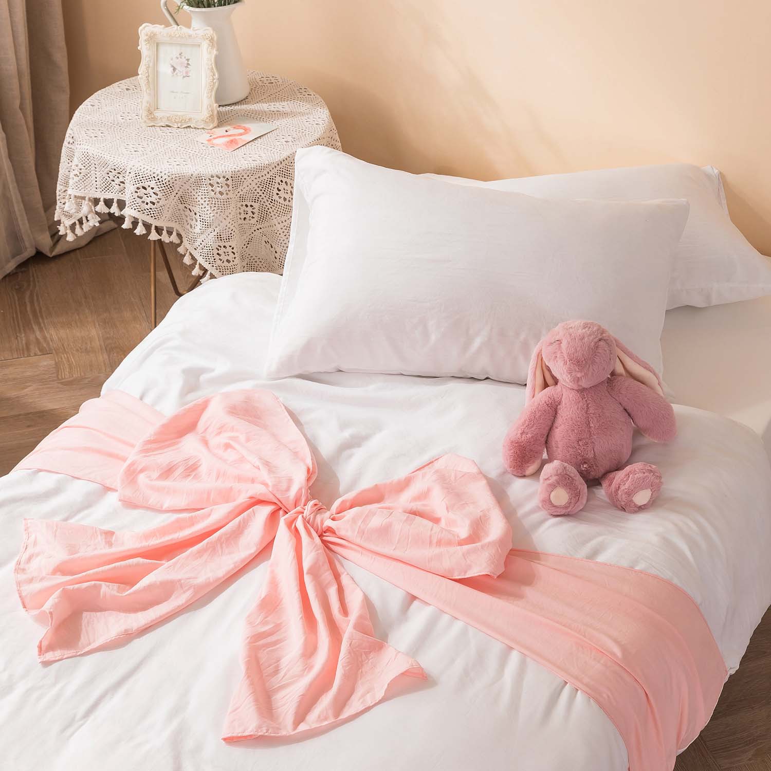 外贸家纺床上用品四件套日本尺寸纯色可爱风床笠套件亚马逊乐天