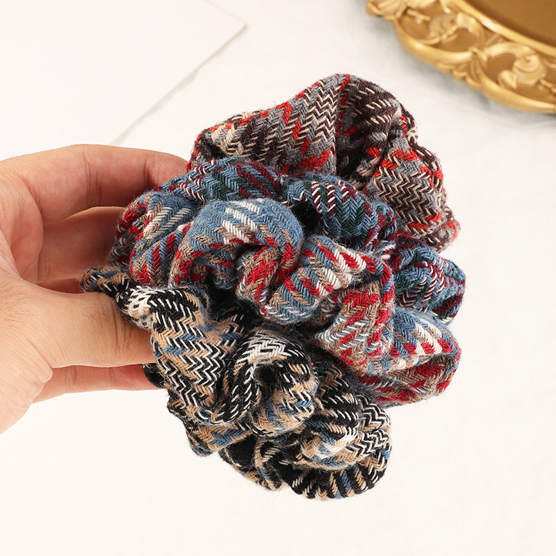 Blue Large Intestine Lattice Thick  Hair Scrunchies display picture 4