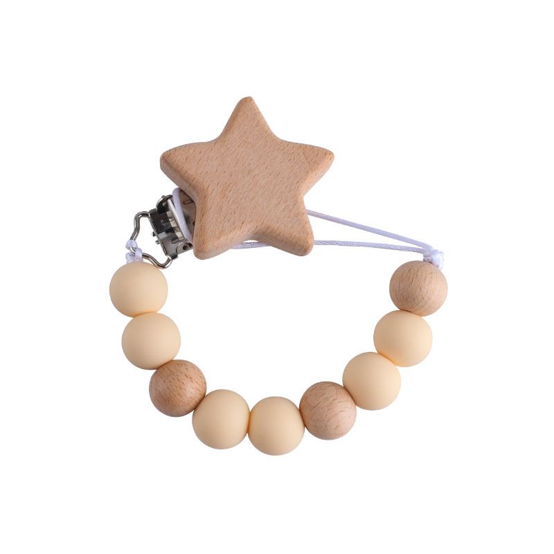 Nueva Haya estrella de cinco puntas chupete clip bebé DIY creativo cadena chupete de silicona de dibujos animados Beech Toy teether