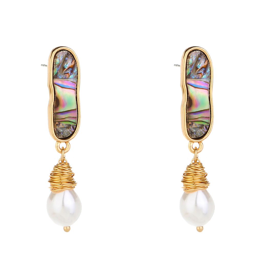 fashion natural abalone shell handwound pearl earringspicture6