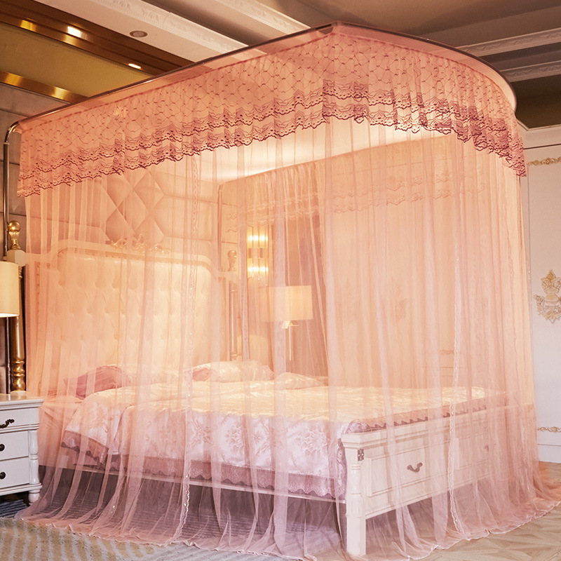 Telescopic pole Mosquito net Stainless steel to ground Bold Bracket Single encryption Double enlarge Mosquito net Special Offer wholesale