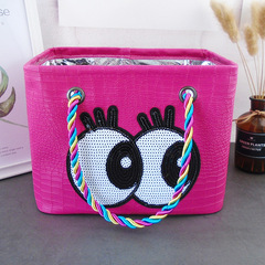 Cute big eyes PU bath basket men's and women's toiletry bag travel business trip fitness bath bag outdoor storage bag bath basket