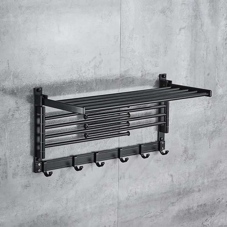 Directo de fábrica plegable toalla rack Punch-libre giratorio percha baño inodoro almacenamiento toalla rack