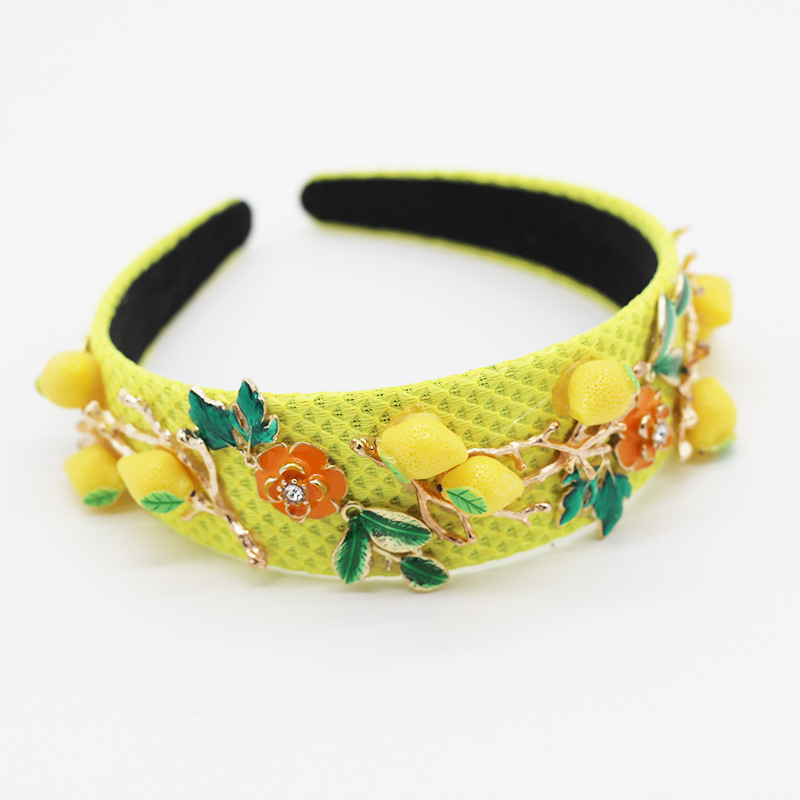 Baroque headband fashion prom catwalk lemon geometric bracelet headband set wholesale1