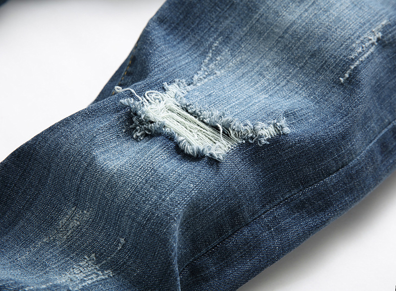 Herren Jeans Im Used Look Gerade Geschnittene Denim Hose Casual_voghion.com