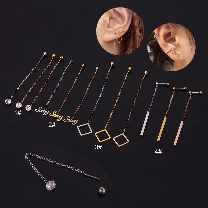 2g Weight  Simple Geometric Shape Stainless Steel Earrings