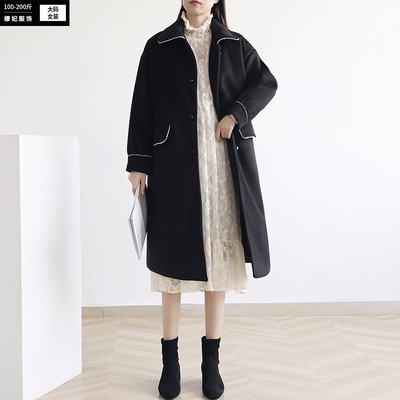 2020胖mm秋冬季中长款大衣大码女装气质韩版时尚毛呢清新女装外套|ru