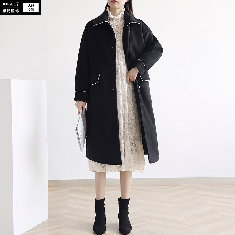 2020胖mm秋冬季中长款大衣大码女装气质韩版时尚毛呢清新女装外套|ru