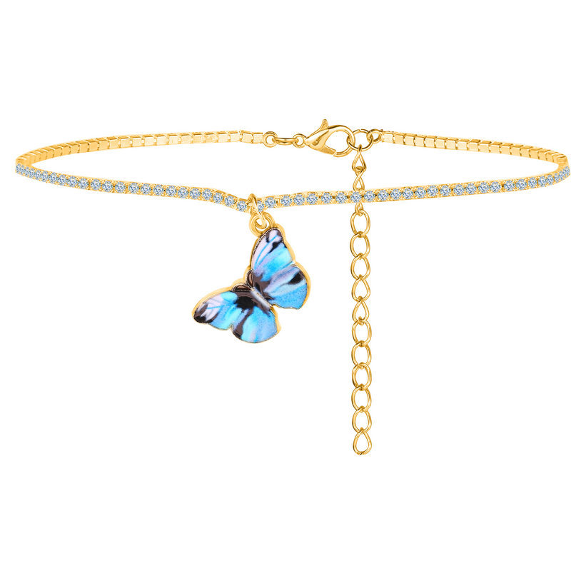 New Gradient Butterfly Simple Color Couple Alloy Clavicle Chain Necklace display picture 6