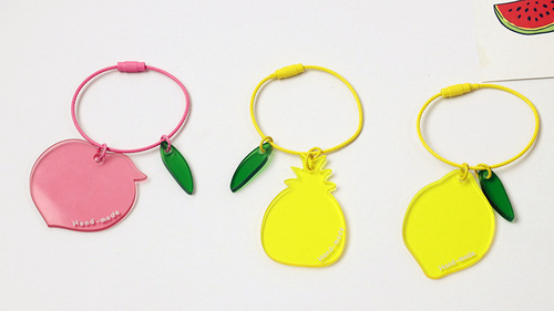 BLUELIFE fruit peach avocado keychain transparent and cute suitable for airpods pendant
