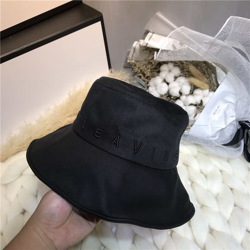 帮手描述图：简约日系字母刺绣百搭渔夫帽男女防晒可折叠盆帽夏季