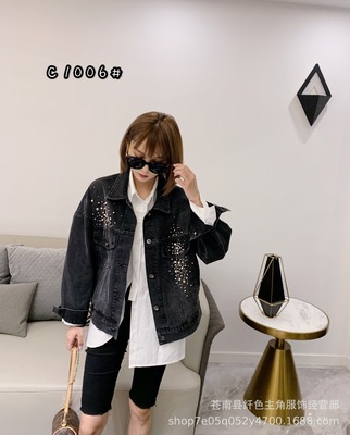 2020秋款新款牛仔外套重工镶钻宽松款韩版港风复古上衣夹克基础款|ms