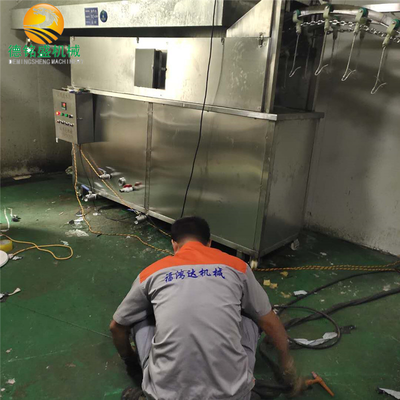 免费安装调试扒鸡油炸流水线 电加热扒鸡油炸机 轨道式炸鸡设备