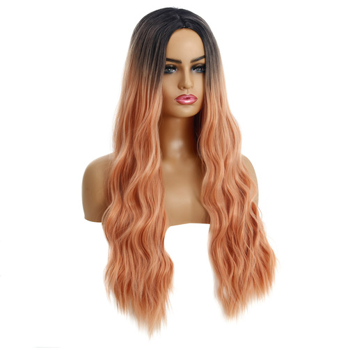 Long curly hair Drama cosplay  Wavy hair Gradient long hair women synthetic  fiber headgear