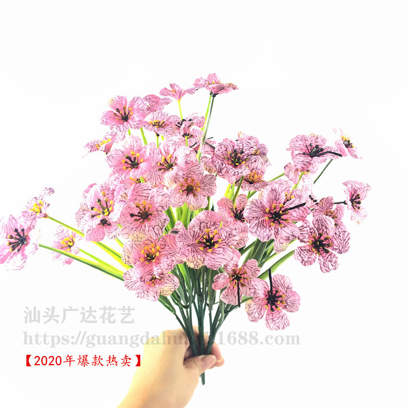批发5头春草花水草丝印布花工程配材紫罗兰仿真花户外装饰假花 阿里巴巴