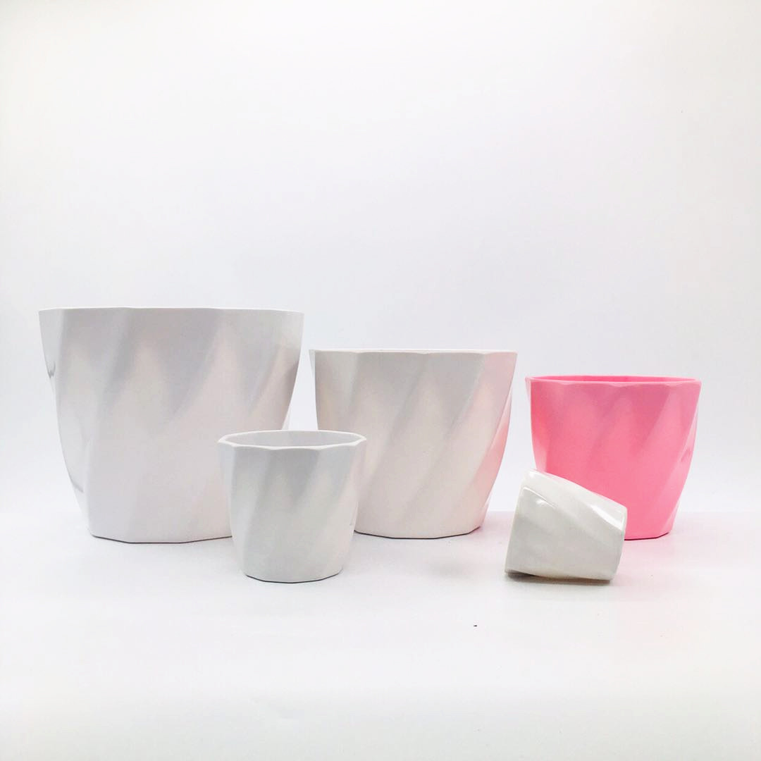 厂家供应新款5尺寸Y18斜纹系列密胺花盆 插花花盆 多肉花盆假花详情图2