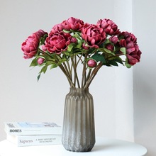 仿真花欧式pu牡丹人造花 高档PU婚庆假花瓶花摆件 单支芍药花