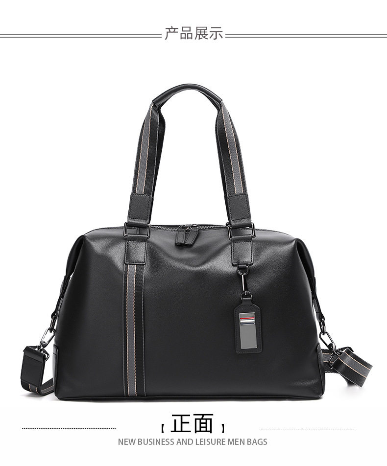 Túi du lịch xách tay nam da bò lớp đầu, túi tập gym kiêm túi hành lý đeo vai 40×16×25 cm — Màu đen chi tiết 14