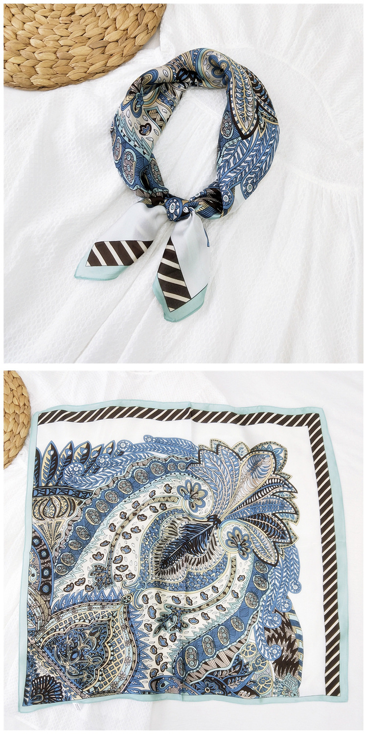 60g Weight Silk Scarf Classification Travel Occasion Silk Material Unisex Gender Printing Design Sweet Style Khaki, Grey, Red, Green, Blue, Yellow, Black Color 70 Small Square Scarf Silk Scarf Women Summer Neck Scarf Neck Protector Korean Thin Scarf 6
