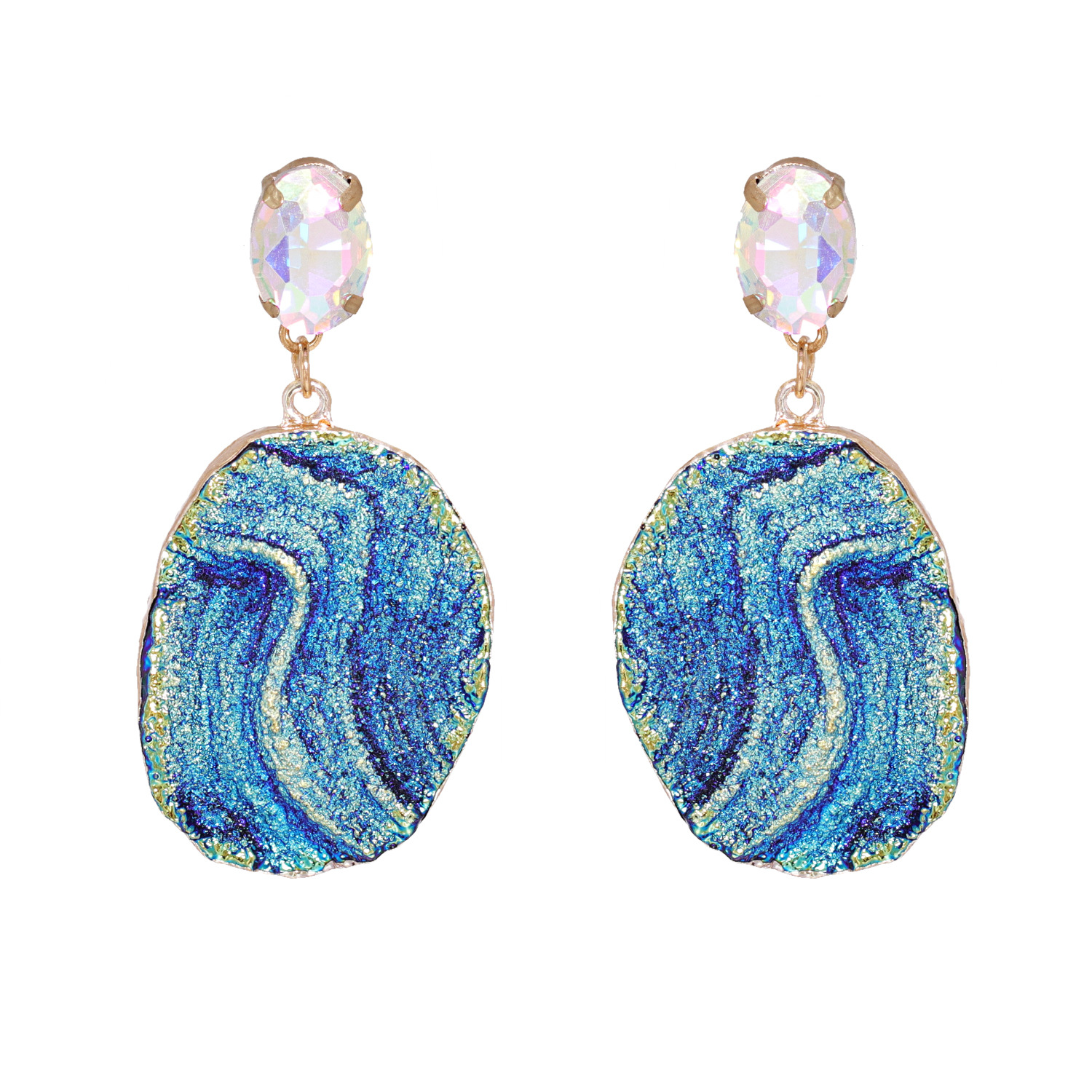 New Blue Retro Trendy Acrylic Earrings display picture 5